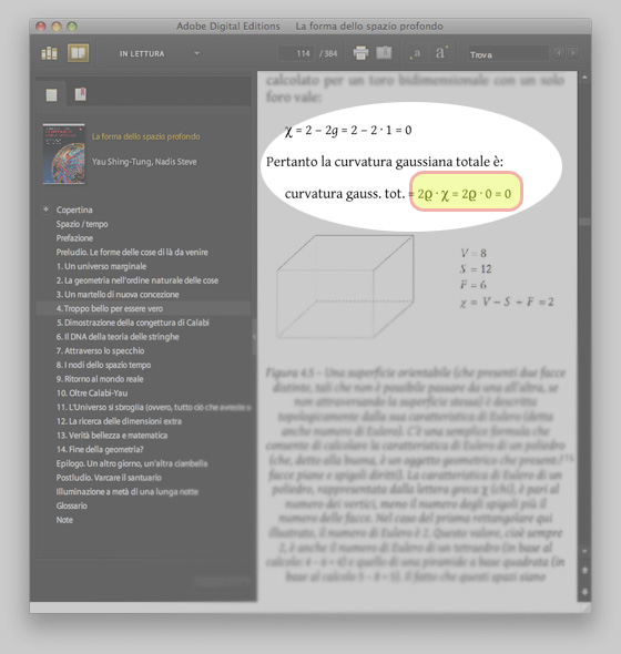 La forma dello spazio profondo - mathematical formulas