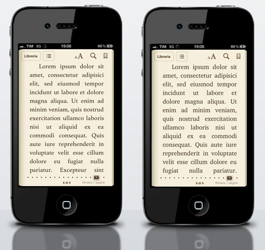 iPhone iBooks nuove font