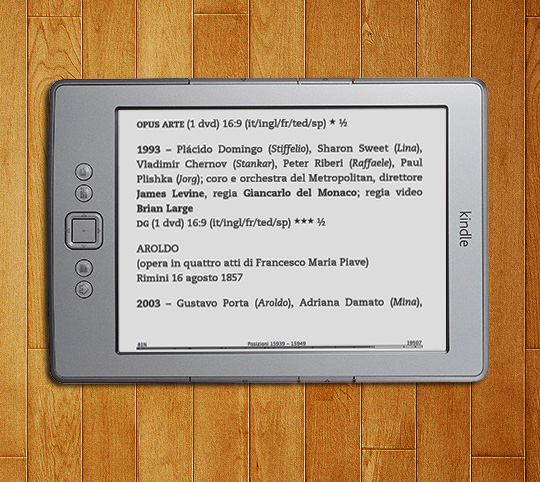 Esempio visualizzazione su Kindle